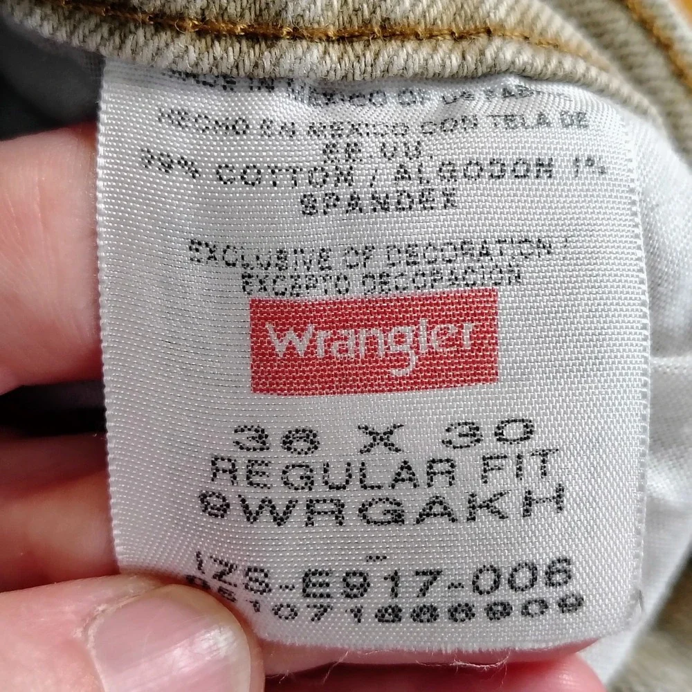 Wrangler Mens Regular Fit Tan Khaki Jeans 36x30 Straight Leg  Stretch work chore